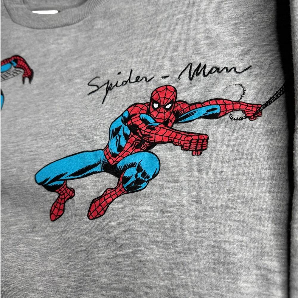 Marvel Spider-Man Gray Graphic Crewneck Sweatshirt Medium Pullover Embroidered - Picture 6 of 12
